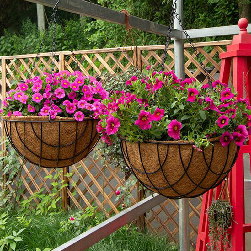 001-YZ01 12-inch Hanging Flower Pot Basket with Coir Liner Garden Decor (Semi-circular Mesh Shape) 001-YZ01 12-inch Hanging Flower Pot Basket with Coir Liner Garden Decor (Semi-circular Mesh Shape)